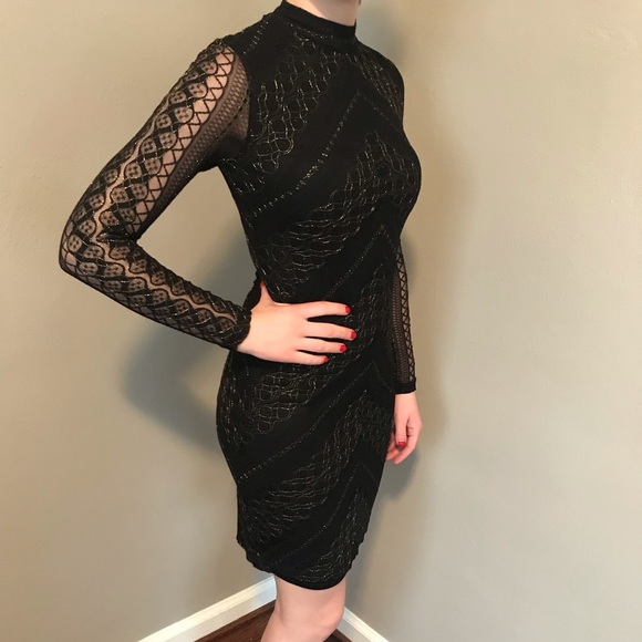 black and gold fitted dress